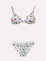Jadea 4893 coordinato triangolo e slip a fantasia ciliegie tiffany