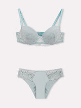 Jadea 4896 coordinato balconcino e slip in cotone e pizzo floreale ardesia 