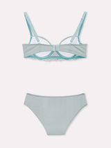 Jadea 4896 coordinato balconcino e slip in cotone e pizzo floreale ardesia 