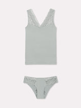 Jadea 4897 coordinato canotta e slip in cotone e pizzo floreale ardesia