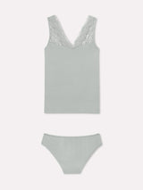 Jadea 4897 coordinato canotta e slip in cotone e pizzo floreale ardesia