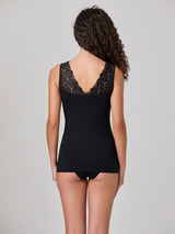 Jadea 4897 coordinato canotta e slip in cotone e pizzo floreale nero