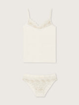 Jadea 4903 coordinato top e slip in cotone e pizzo floreale latte