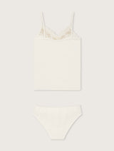 Jadea 4903 coordinato top e slip in cotone e pizzo floreale latte
