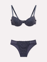 Jadea 4904 coordinato reggiseno push up e slip in pizzo floreale jeans