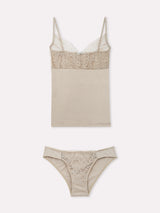 Jadea 4906 coordinato top e slip in cotone e pizzo florale avena