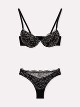 Jadea 4907 coordinato push up e brasiliana in pizzo a contrasto nero