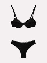 Jadea 4907 coordinato push up e brasiliana in pizzo a contrasto nero