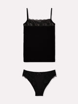 Jadea 4918 coordinato top e slip con pizzo floreale nero