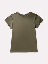 Jadea 4929 maglia effetto seta e retro in cotone oliva
