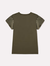 Jadea 4929 maglia effetto seta e retro in cotone oliva
