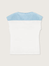 Jadea 4931 t-shirt 100% cotone inserto denim e taschino celeste 
