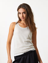 Jadea 4932 canotta a costine in lurex a girocollo bianco
