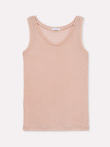 Jadea 4932 canotta a costine in lurex a girocollo rosa

