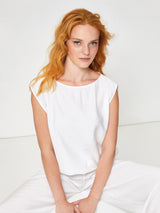 Jadea 4935 maglia scollo a barca in viscosa blusa bianco 
