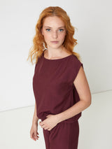 Jadea 4935 maglia scollo a barca in viscosa blusa rosso india 
