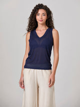 Jadea 4936 canotta in viscosa con scollo a V blu 
