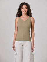 Jadea 4937 canotta in cotone a costine con bottoni verde militare
