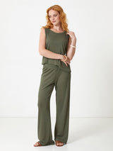 Jadea 4941 pantalone in morbida viscosa a linea dritta militare