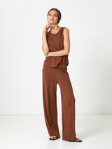 Jadea 4941 pantalone in morbida viscosa a linea dritta tabacco