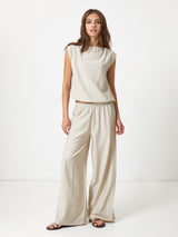 Jadea 4947 pantalone in viscosa stropicciata beige