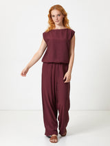 Jadea 4947 pantalone in viscosa stropicciata rossoindia