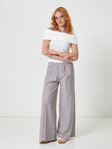 Jadea 4948 pantalone ampio a righe tabacco