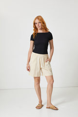 Jadea 4949 bermuda 100% cotone con pizzo sangallo beige