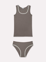 Jadea 4950 coordinato canotta e slip a costine fango