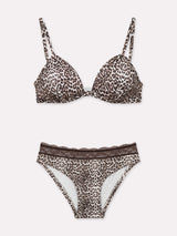Jadea 4951 coordinato triangolo e slip animalier nocciola