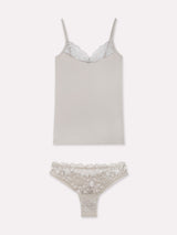 Jadea 4960 coordinato top e brasiliana in pizzo floreale crema 