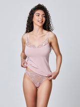 Jadea 4960 coordinato top e brasiliana in pizzo floreale fard