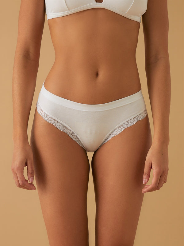 Modal cotton briefs with band and lace