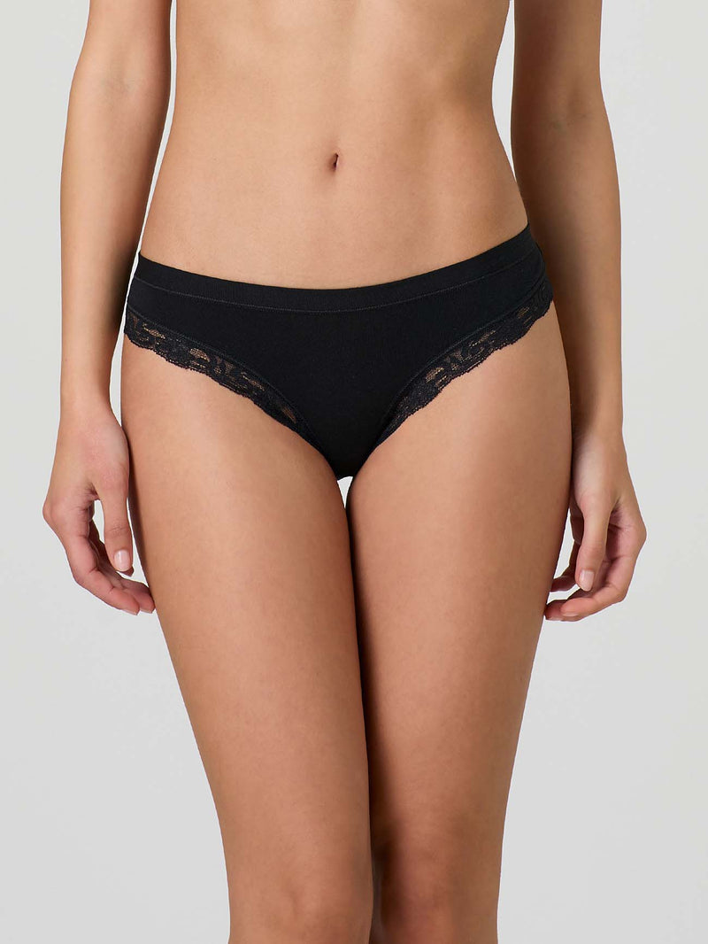 Modal cotton briefs with band and lace around the leg