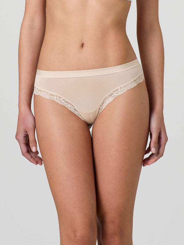 Perizoma in cotone modal con fascia e pizzo