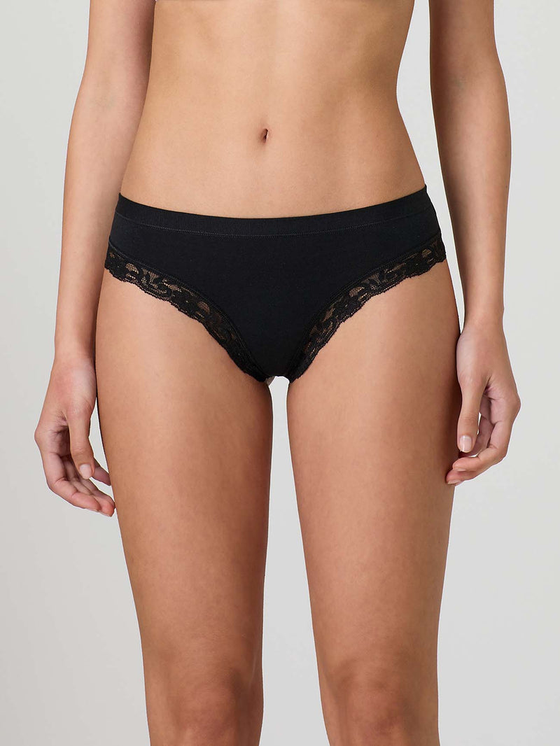 Modal cotton thong with band and lace