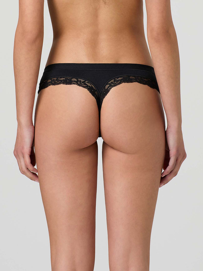 Modal cotton thong with band and lace
