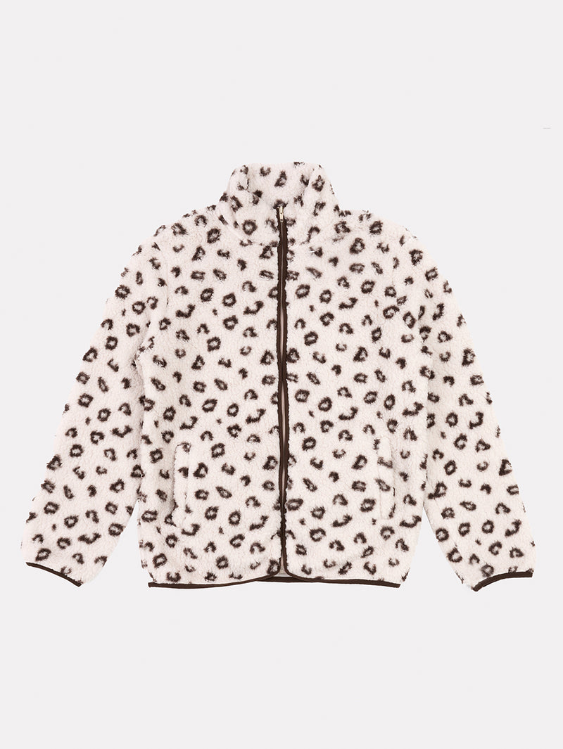 Giacca in tessuto sherpa fantasia animalier serie crumble