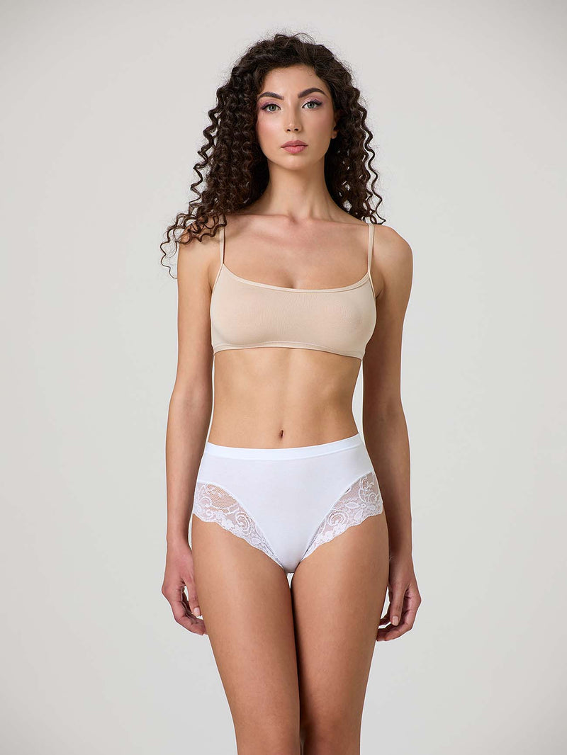 Cotton modal midi with band and lace front