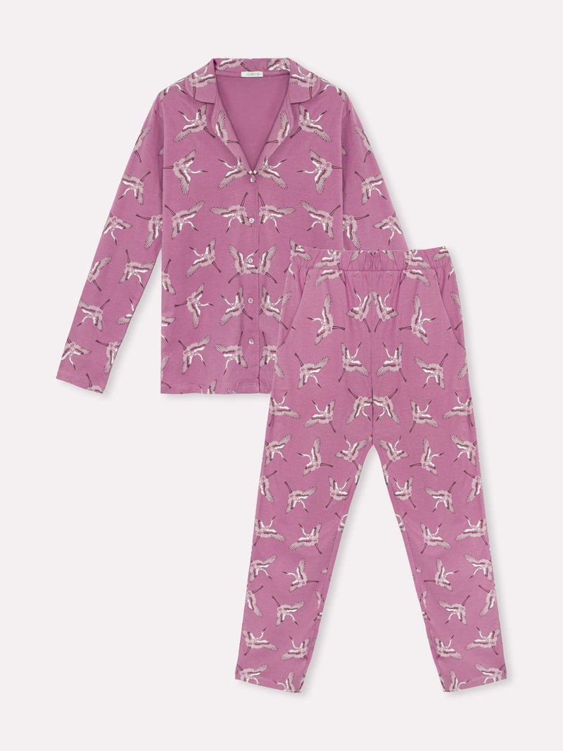 Jadea 5228 pigiama lungo a fantasia cotone jersey colore fragola serie Diana 
