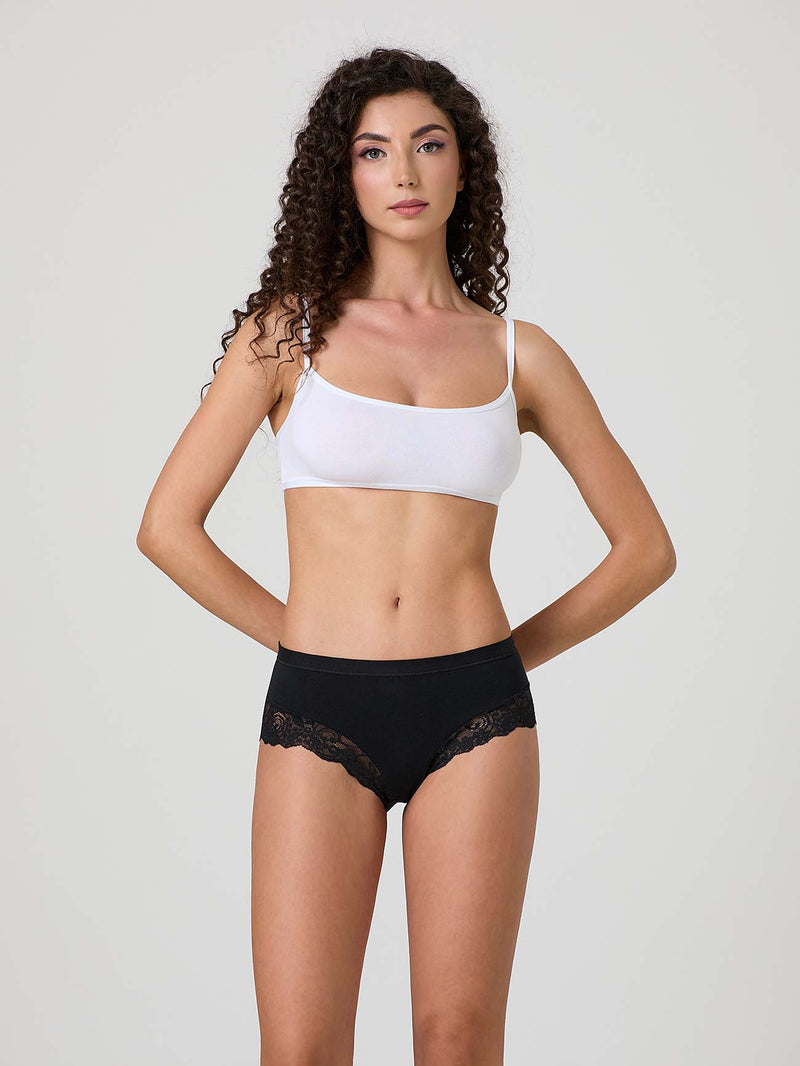 Modal cotton short slip with band and lace