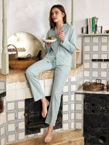 Jadea 5230 pigiama lungo cotone jersey fantasia vichy salvia serie Fortuna 
