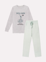 Jadea 5231 pigiama lungo cotone jersey fantasia vichy grigio melange serie Fortuna 
