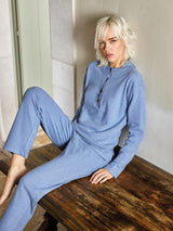 Jadea 5232 pigiama lungo garzato piquet denim melange serie Fortuna 
