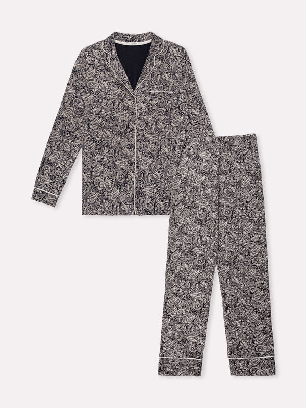 Jadea 5239 pigiama lungo cotone jersey a fantasia colore piombo serie Vittoria 
