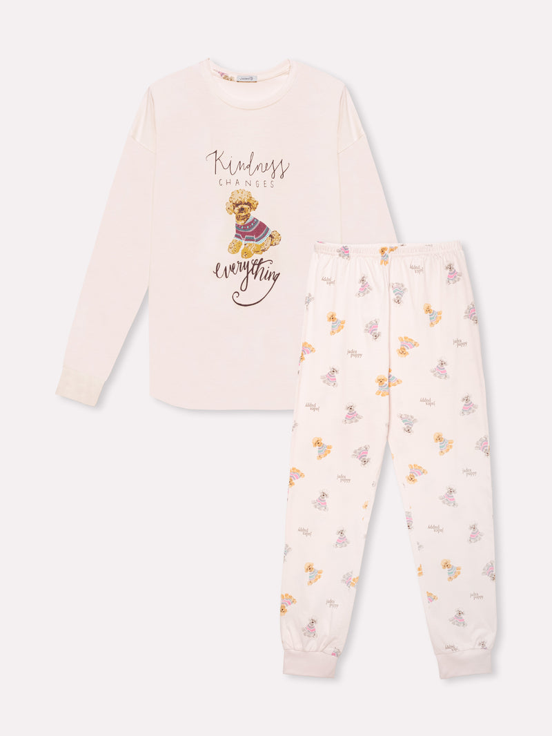 Jadea 5244 pigiama lungo cotone jersey a fantasia colore rosa serie Aurora 
