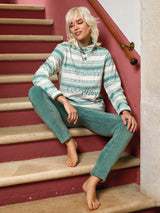 Jadea 5247 pigiama lungo Coral Fleece con ricamo colore salvia serie Aurora 
