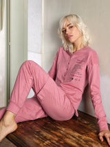 Jadea 5253 pigiama lungo cotone jersey colore fard serie Minerva 
