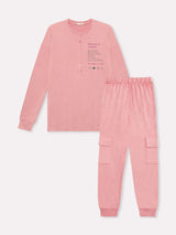 Jadea 5253 pigiama lungo cotone jersey colore fard serie Minerva 
