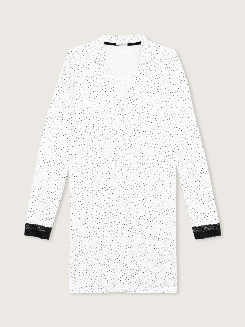 Jadea 5258 camicia da notte in jersey modal e pizzo panna pois serie Venere 
